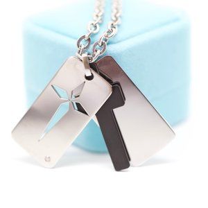 Tri Layers Cross Stainless Steel Topaz Necklace